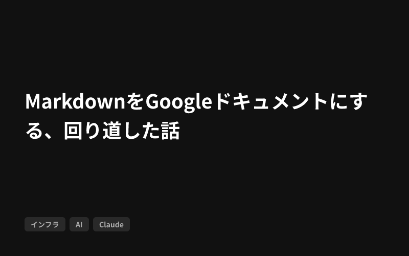 MarkdownをGoogleドキュメントにする、回り道した話のサムネイル